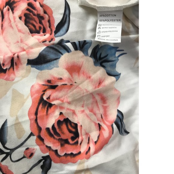 Ardene fit and flare plus size floral soft knee length dress white pink roses - Picture 3 of 3